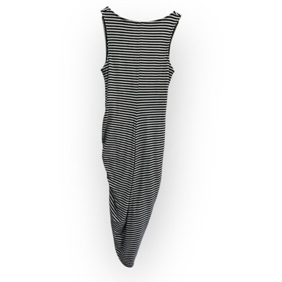 Bar‎ iii Ribbed Knit Black Striped Sleeveless Faux Wrap Dress Size Small Bodycon - Picture 5 of 5